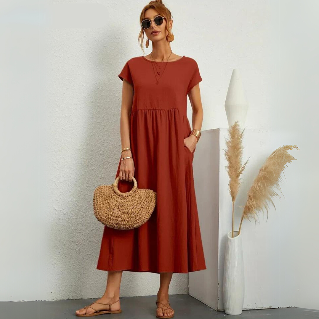 Isla – 100% Pure Katoenen Casual Midi-jurk