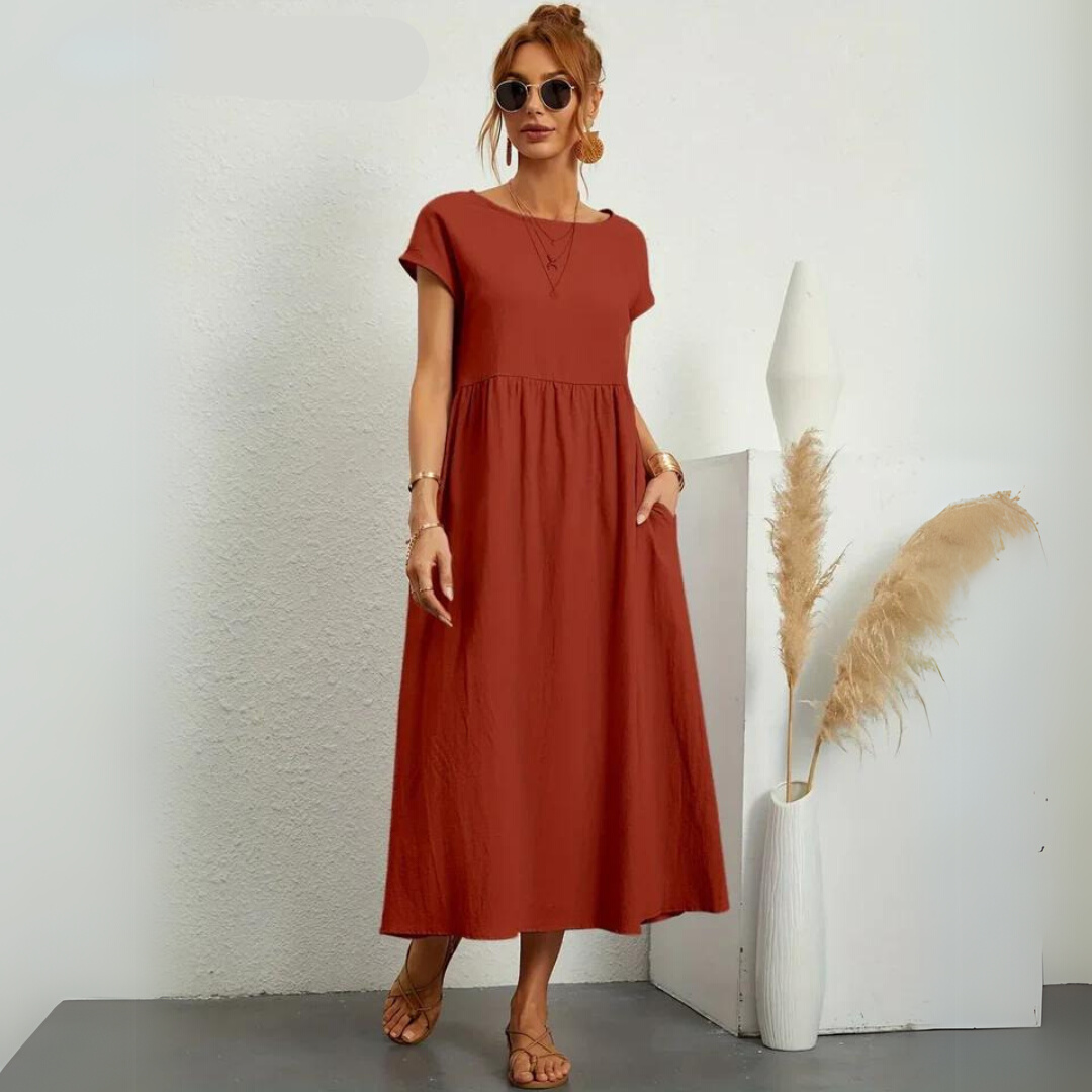 Isla – 100% Pure Katoenen Casual Midi-jurk
