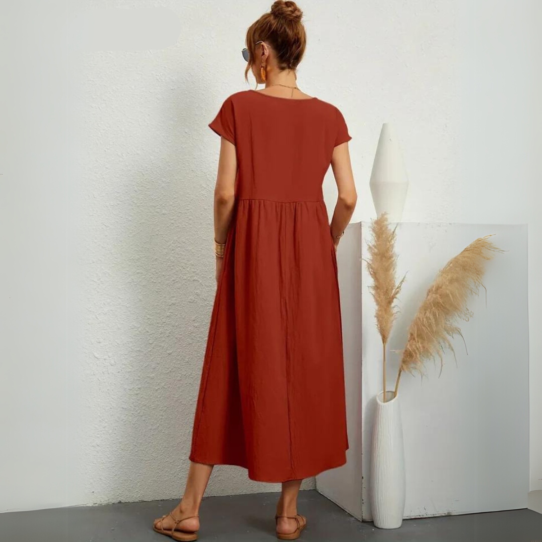 Isla – 100% Pure Katoenen Casual Midi-jurk