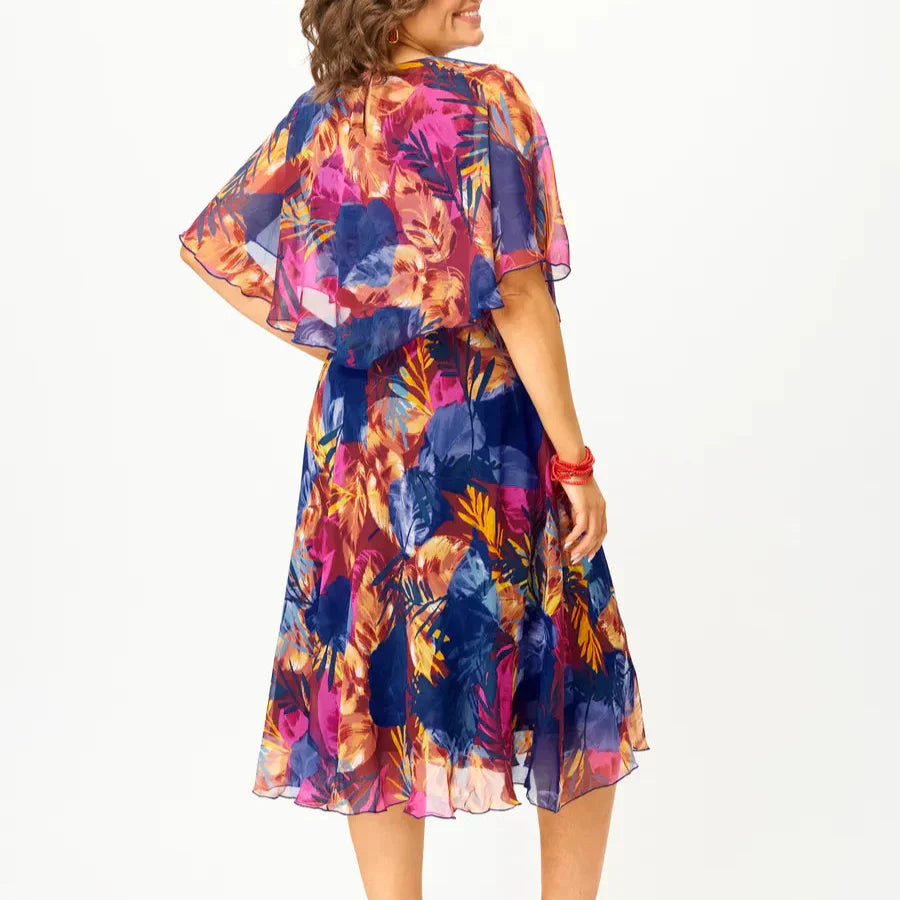 Alera | Vloeiende Chiffon Midi-jurk die Elke Curve Flatteert