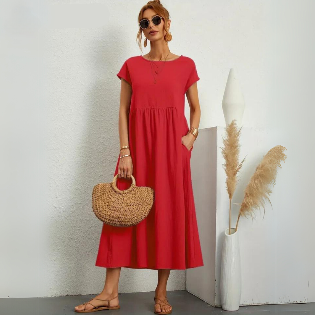 Isla – 100% Pure Katoenen Casual Midi-jurk