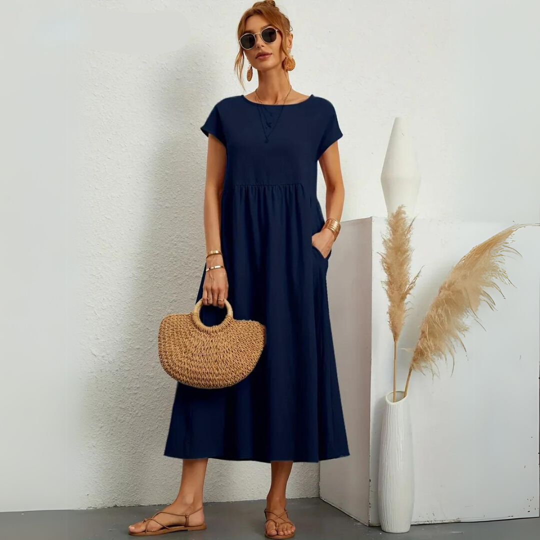 Isla – 100% Pure Katoenen Casual Midi-jurk