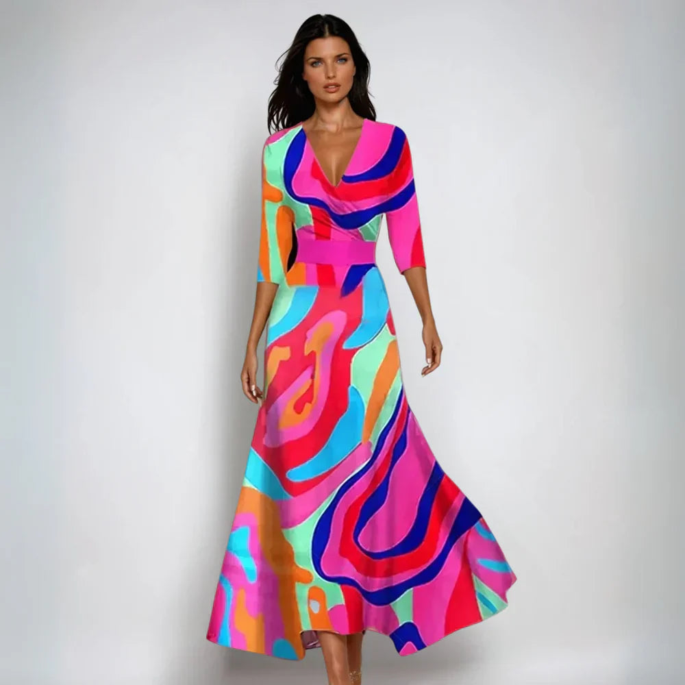 Emili bloemenprint wikkelmaxi-jurk
