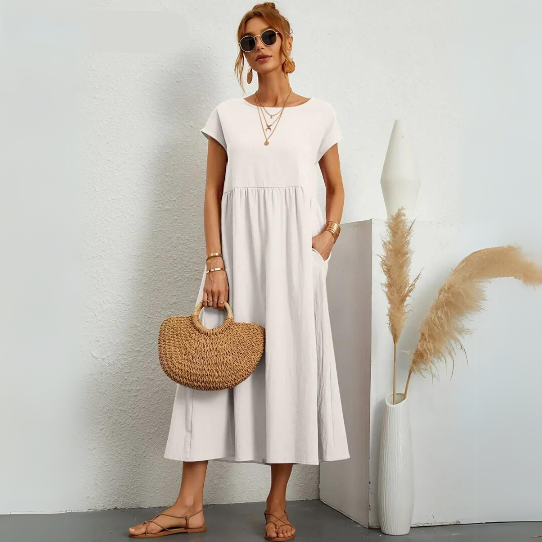 Isla – 100% Pure Katoenen Casual Midi-jurk