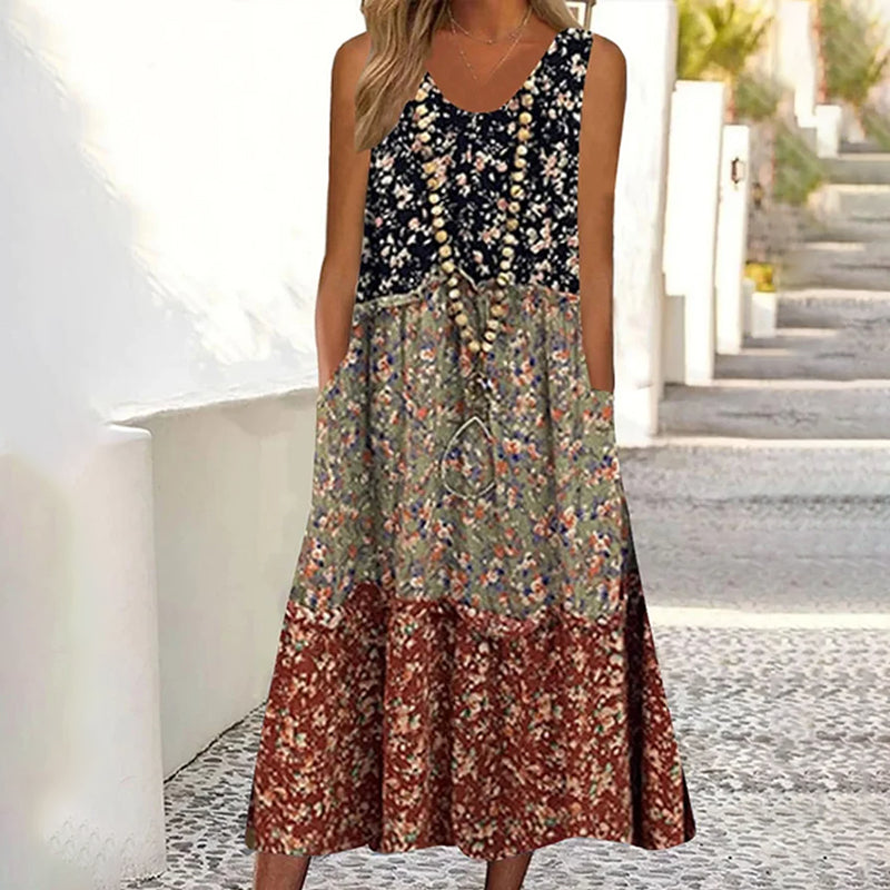 Isabeau - Vintage Bloemenjurk in Patchwork