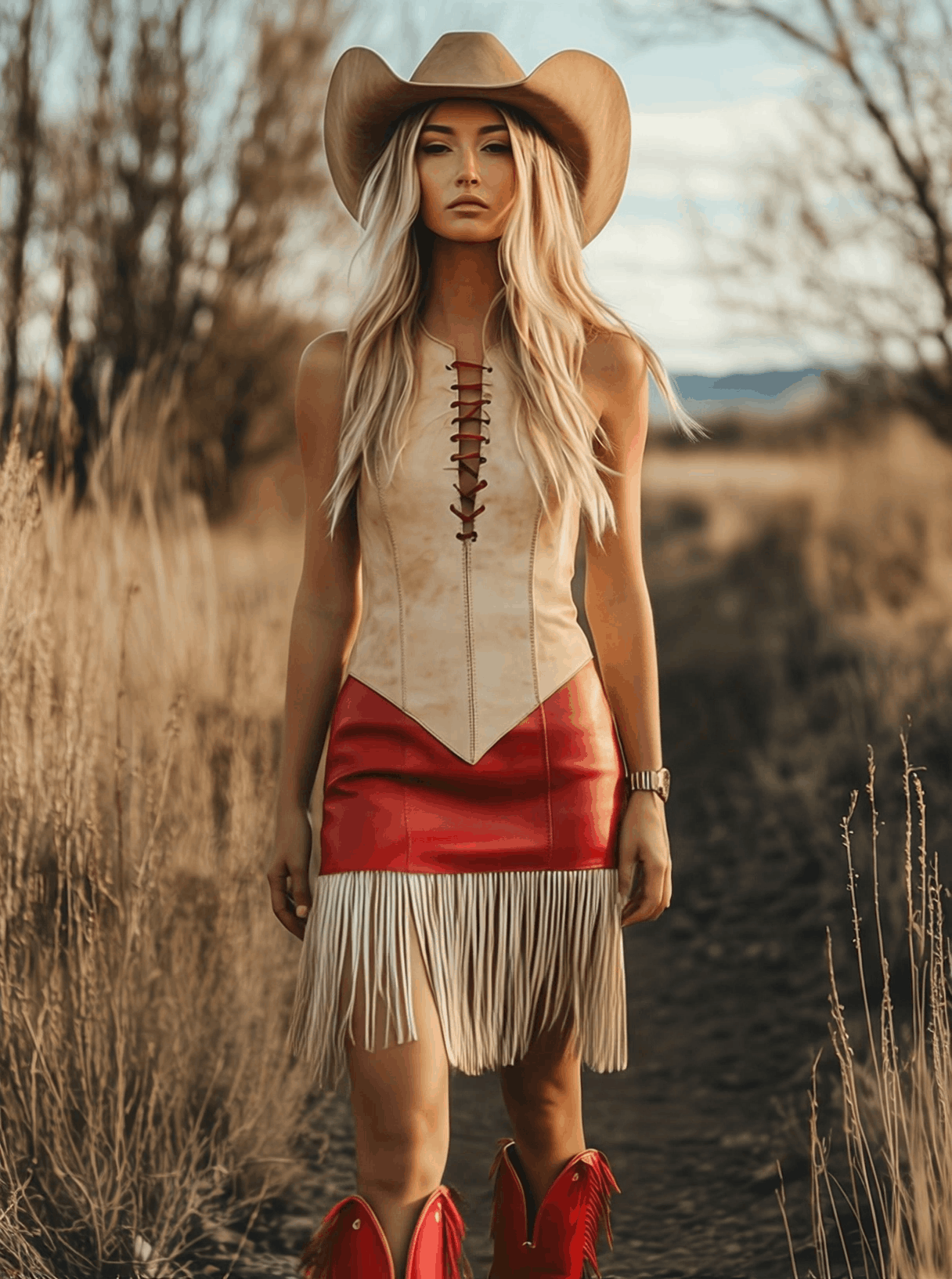 Elegante Retro Westerse Contrast Franje Mouwloze Mini Jurk