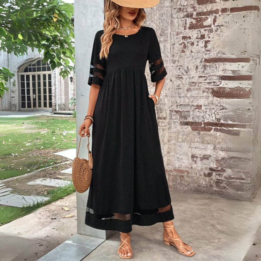 Adeline | Taille-flatterende jurk met transparante accenten