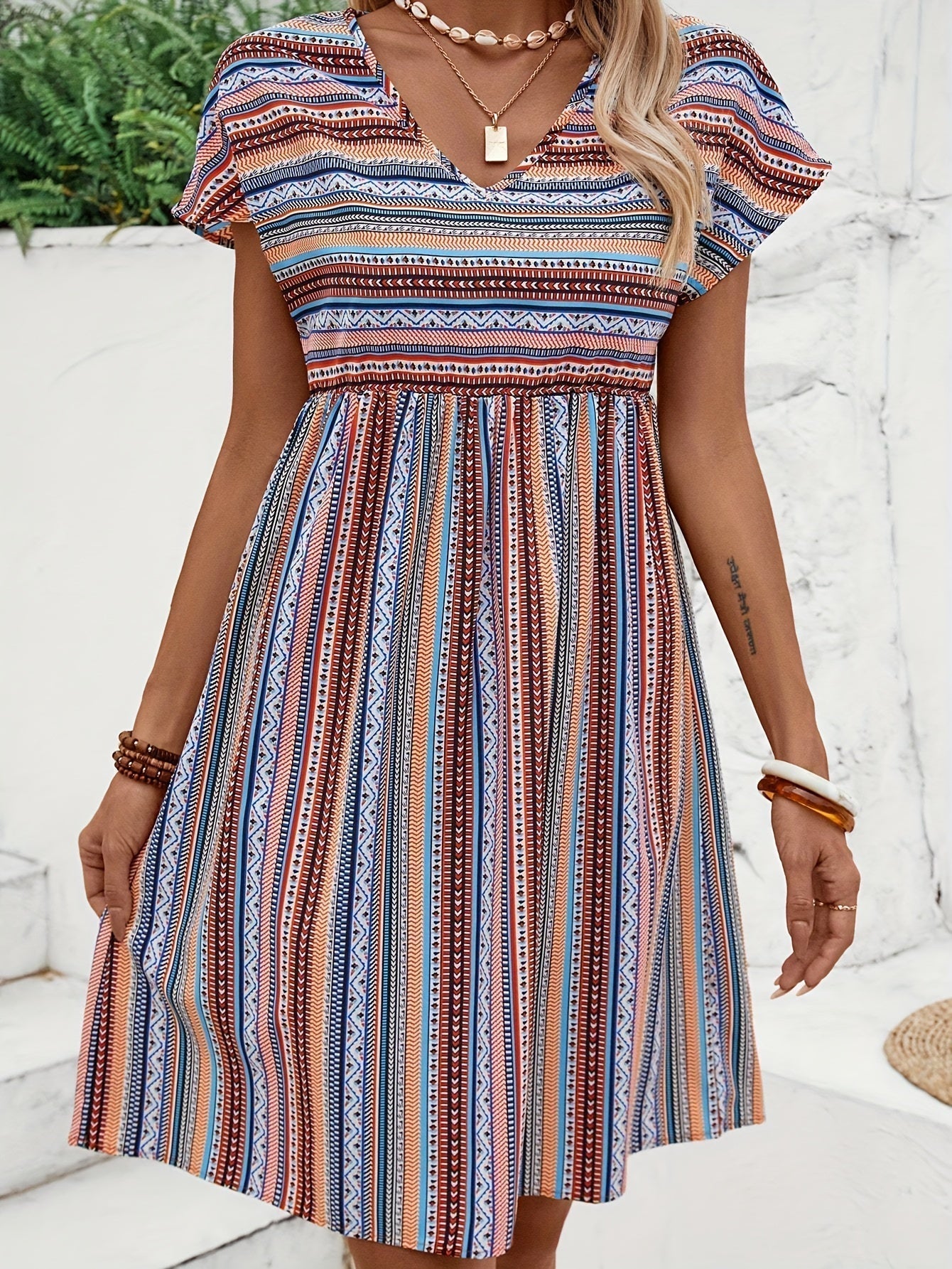 Agnes™ - Gestreepte Boho Stijl Jurk