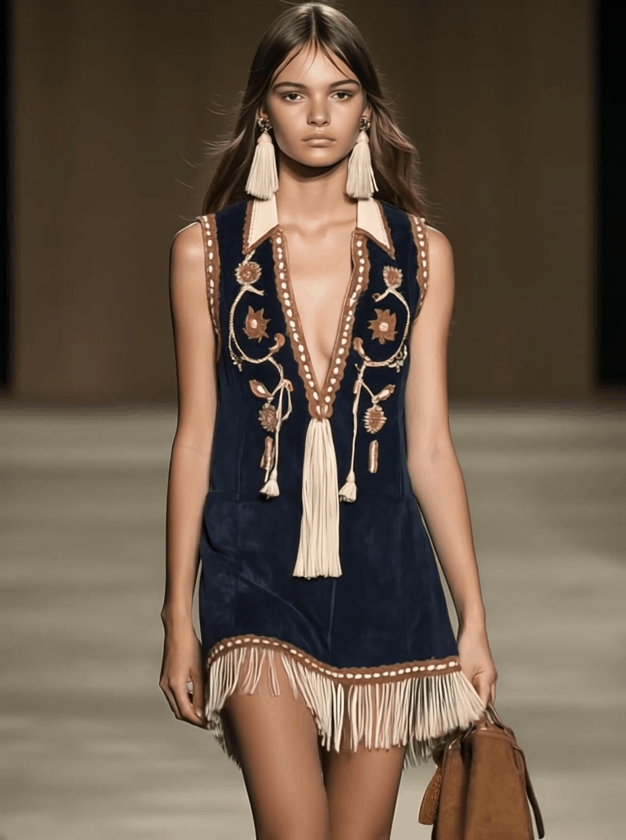 Esme | Boho Mini Jurk met Borduursels & Franjes