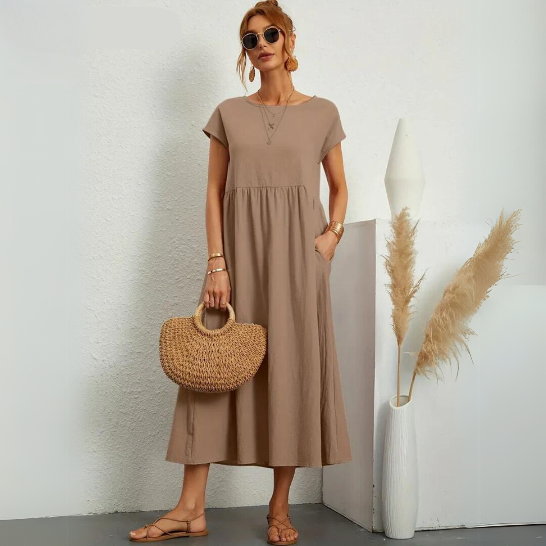 Isla – 100% Pure Katoenen Casual Midi-jurk