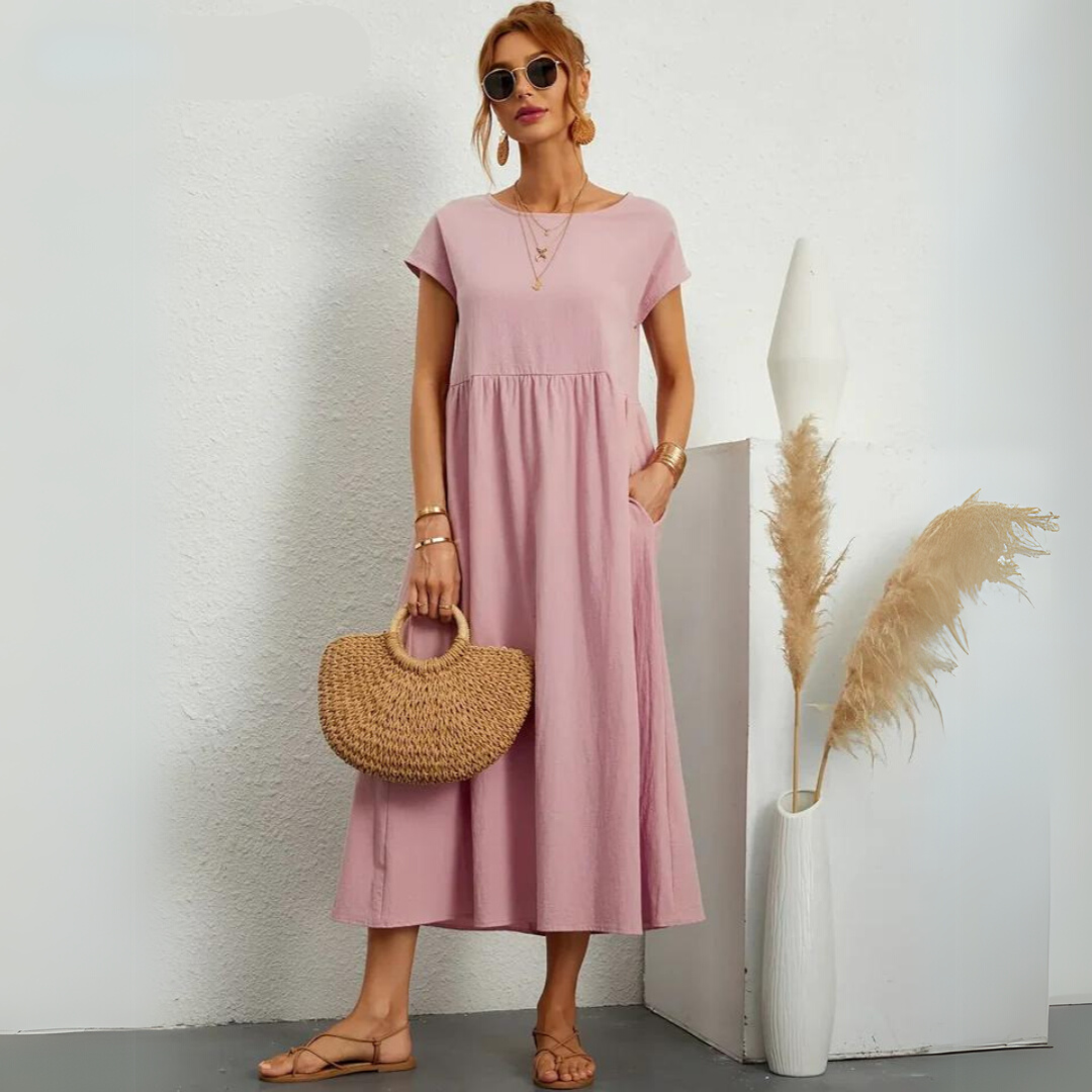 Isla – 100% Pure Katoenen Casual Midi-jurk