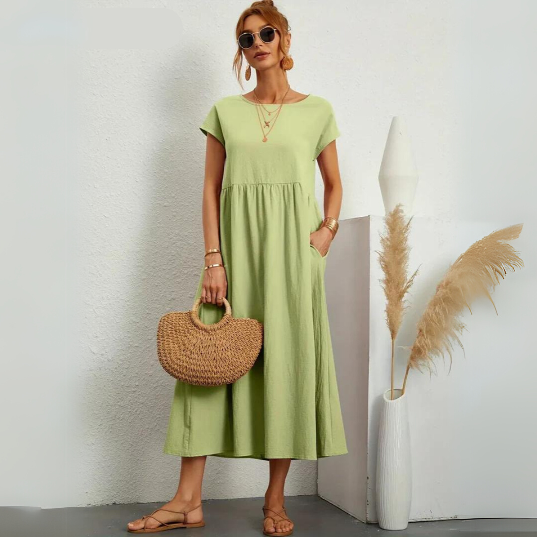 Isla – 100% Pure Katoenen Casual Midi-jurk