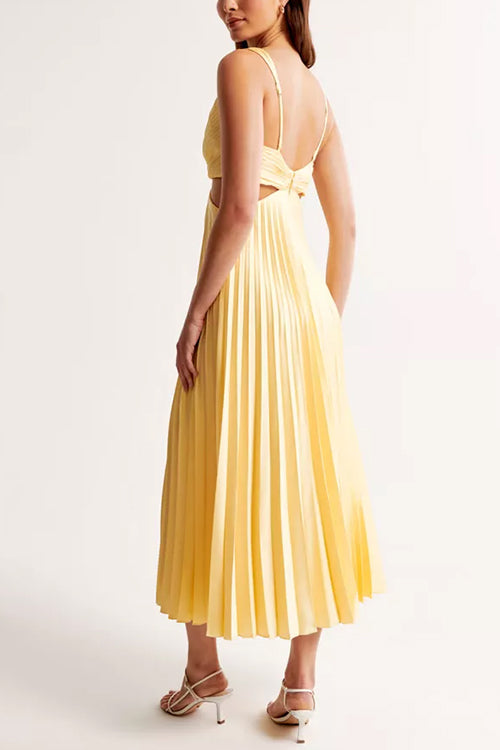 EVA™ | Cut Out Taille Mouwloze Geplooide Maxi Jurk