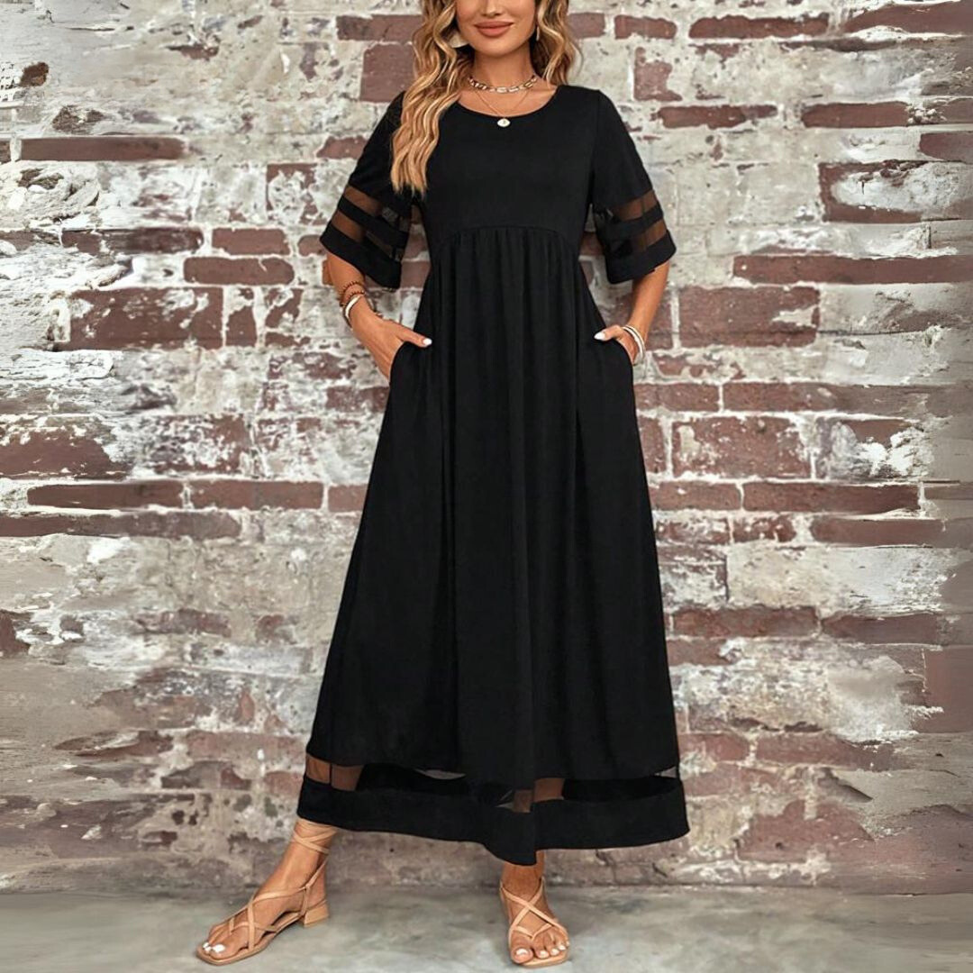 Adeline | Taille-flatterende jurk met transparante accenten