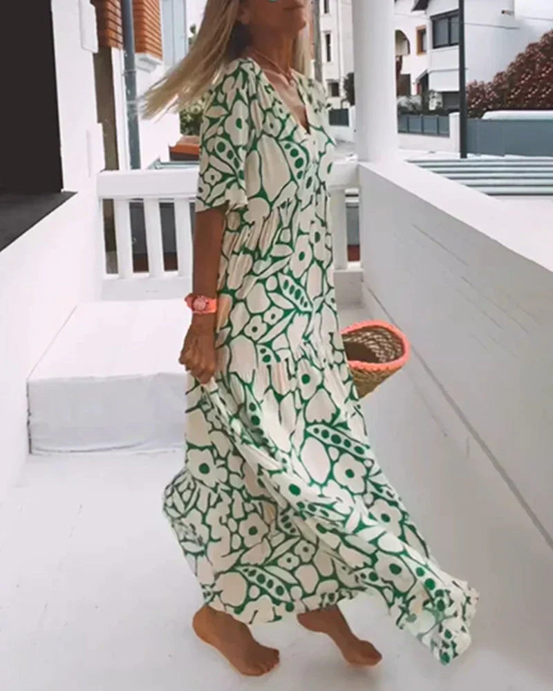 Aimee | Vloeiende Bloemen Maxi Jurk