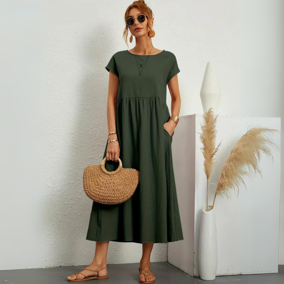 Isla – 100% Pure Katoenen Casual Midi-jurk