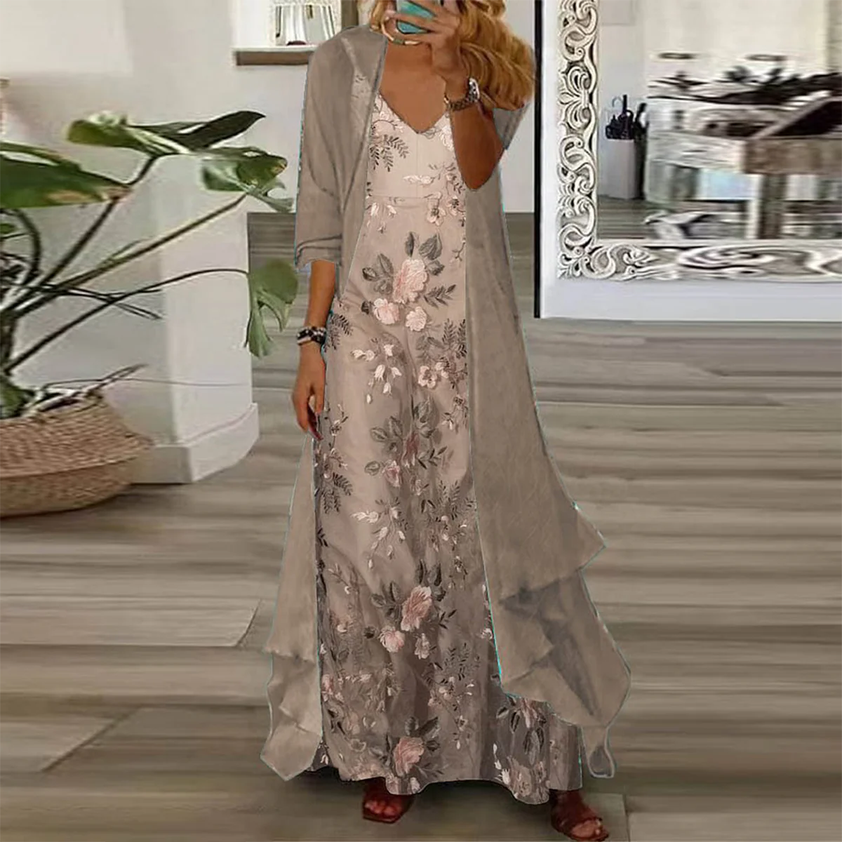 Edda - Lange jurk, tweedelige set