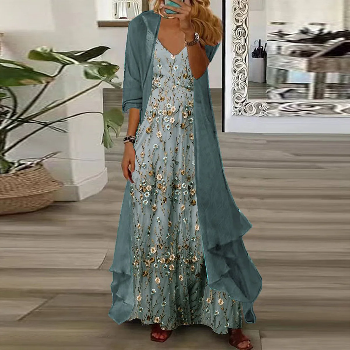 Edda - Lange jurk, tweedelige set