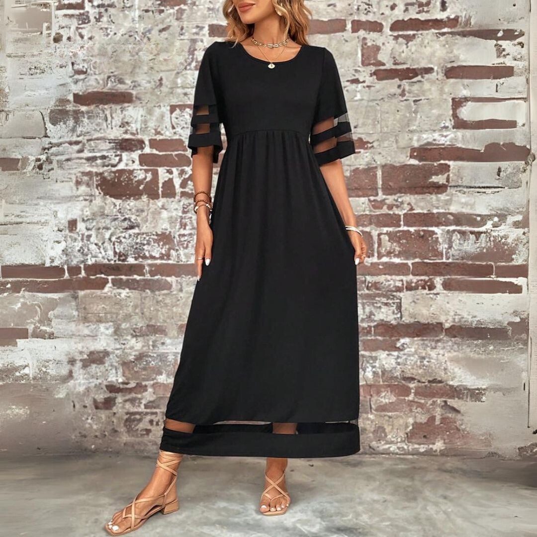 Adeline | Taille-flatterende jurk met transparante accenten