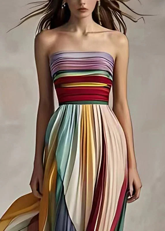 Isla | Gestreepte Cold Shoulder Maxi Jurk