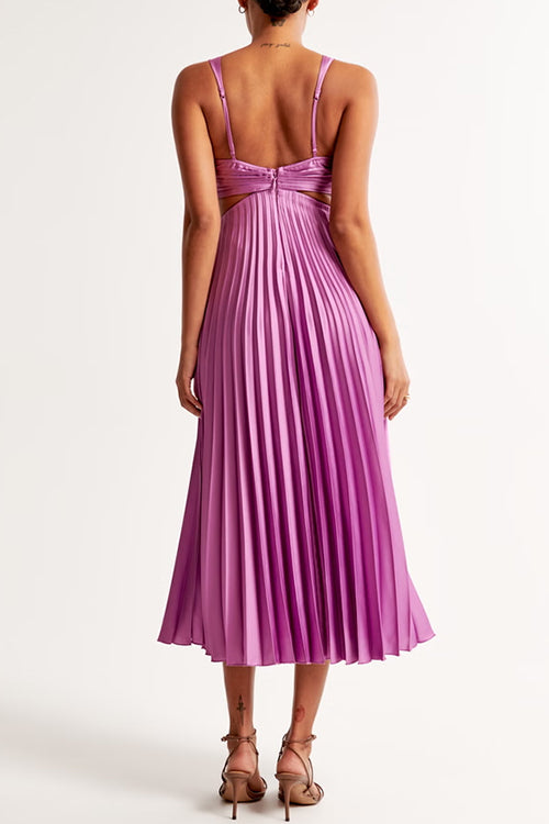 EVA™ | Cut Out Taille Mouwloze Geplooide Maxi Jurk
