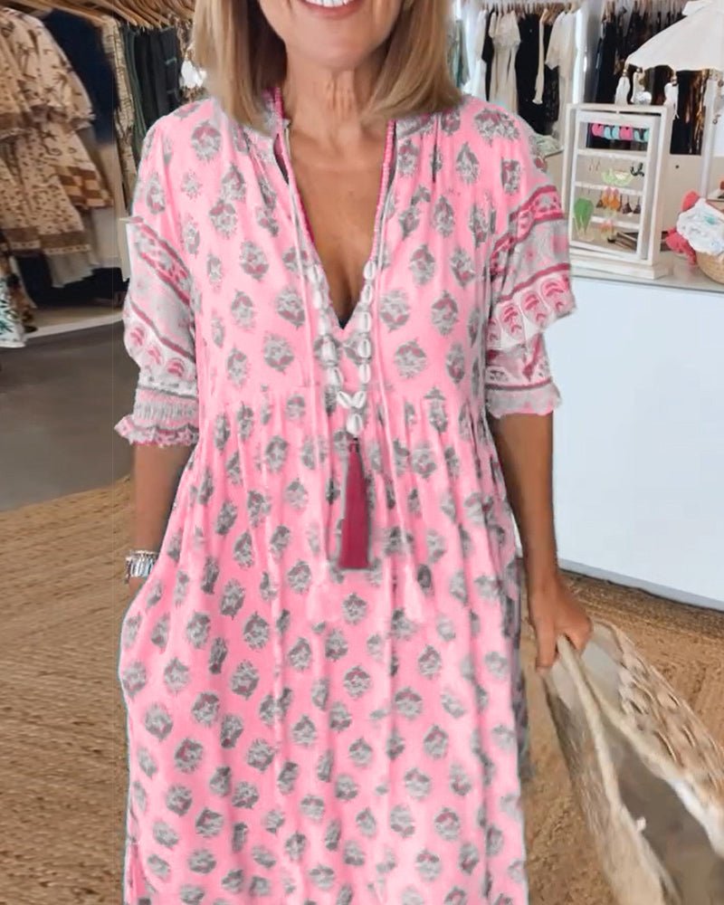 Mana | Chic Bloemen V-Hals Jurk