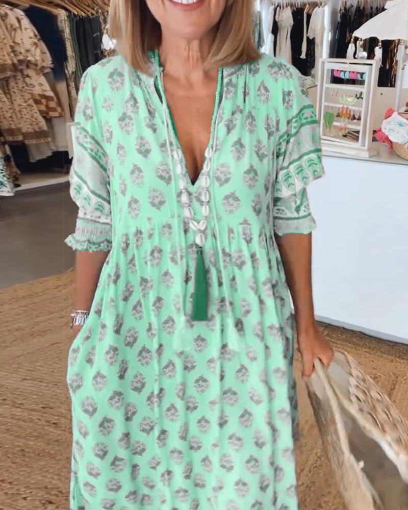 Mana | Chic Bloemen V-Hals Jurk
