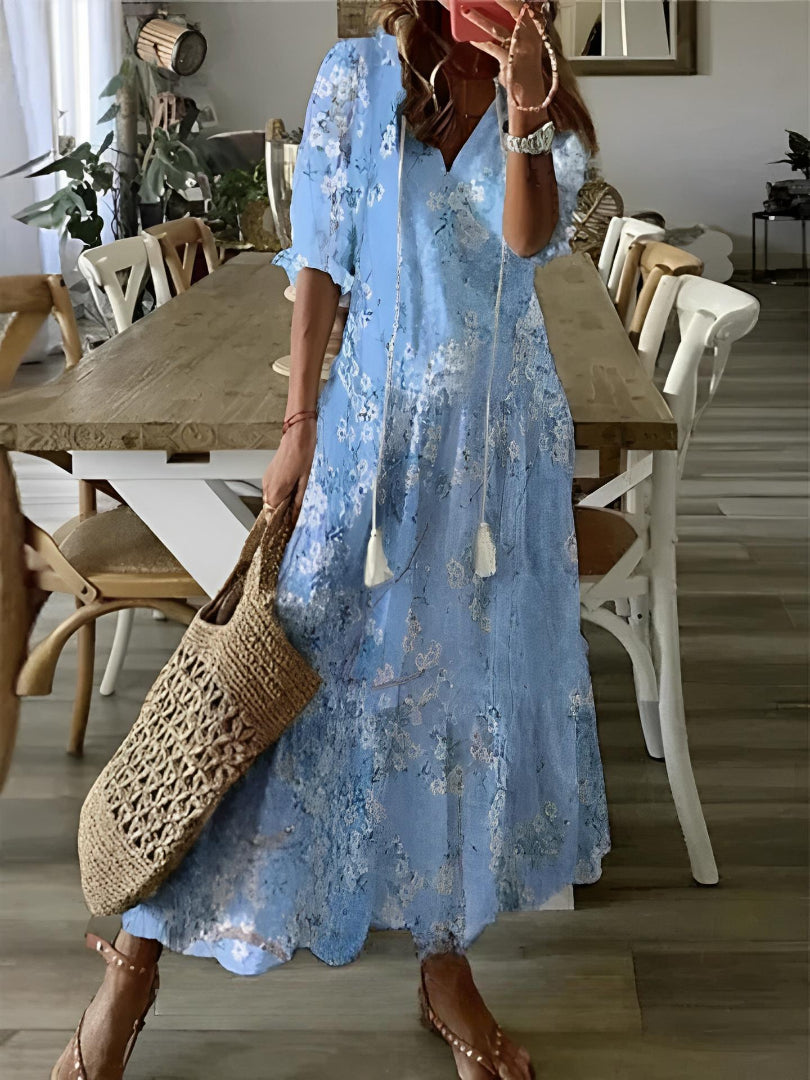 Sophia - Boho Vintage V-Hals Zomerjurk