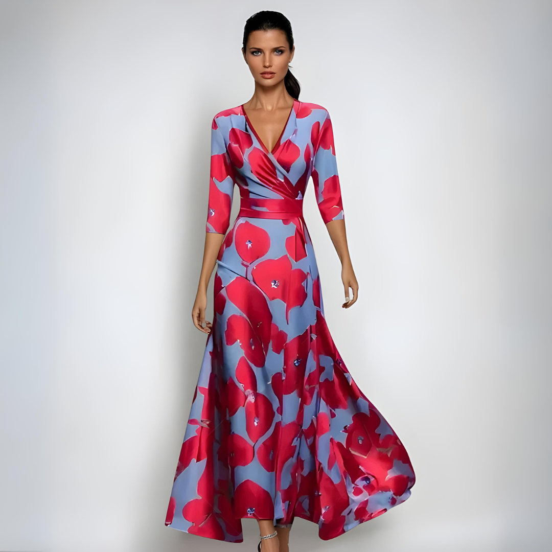 Emili bloemenprint wikkelmaxi-jurk