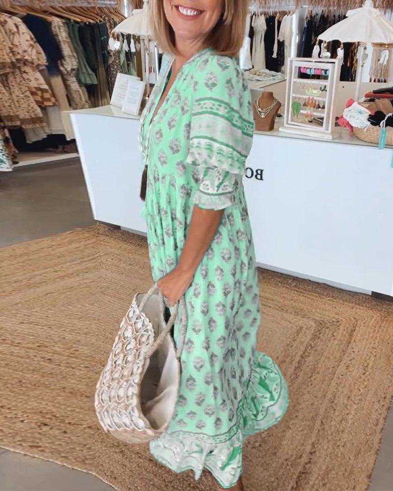 Mana | Chic Bloemen V-Hals Jurk