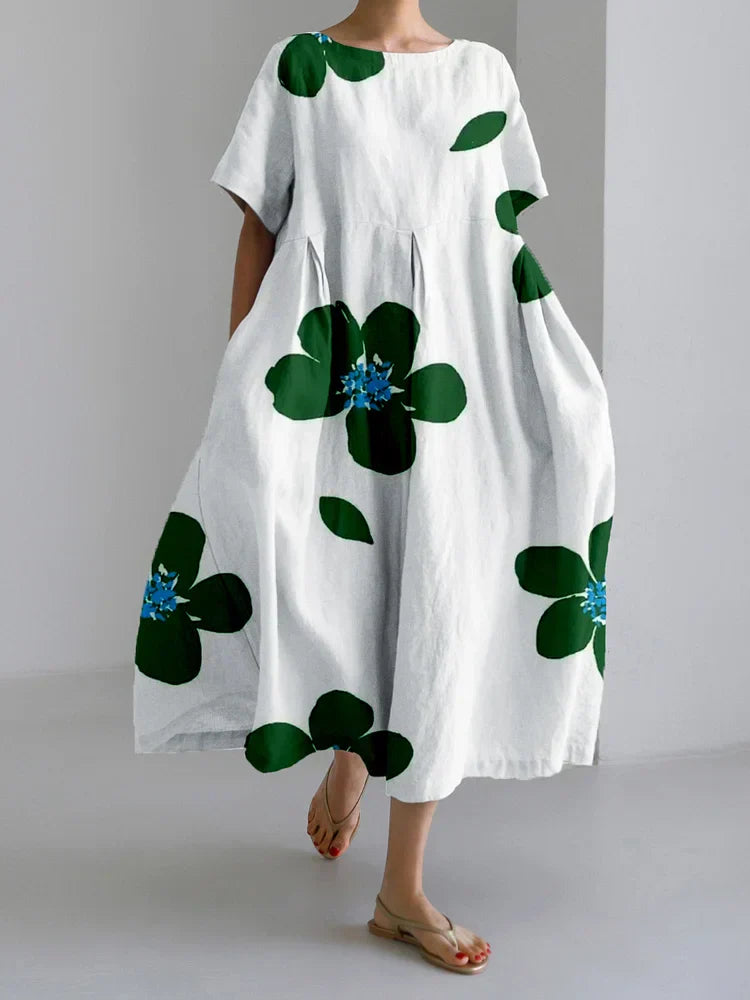 CATHERINE | Lange zomerjurk met heldere bloemen en zachte comfort voor zonnige dagen