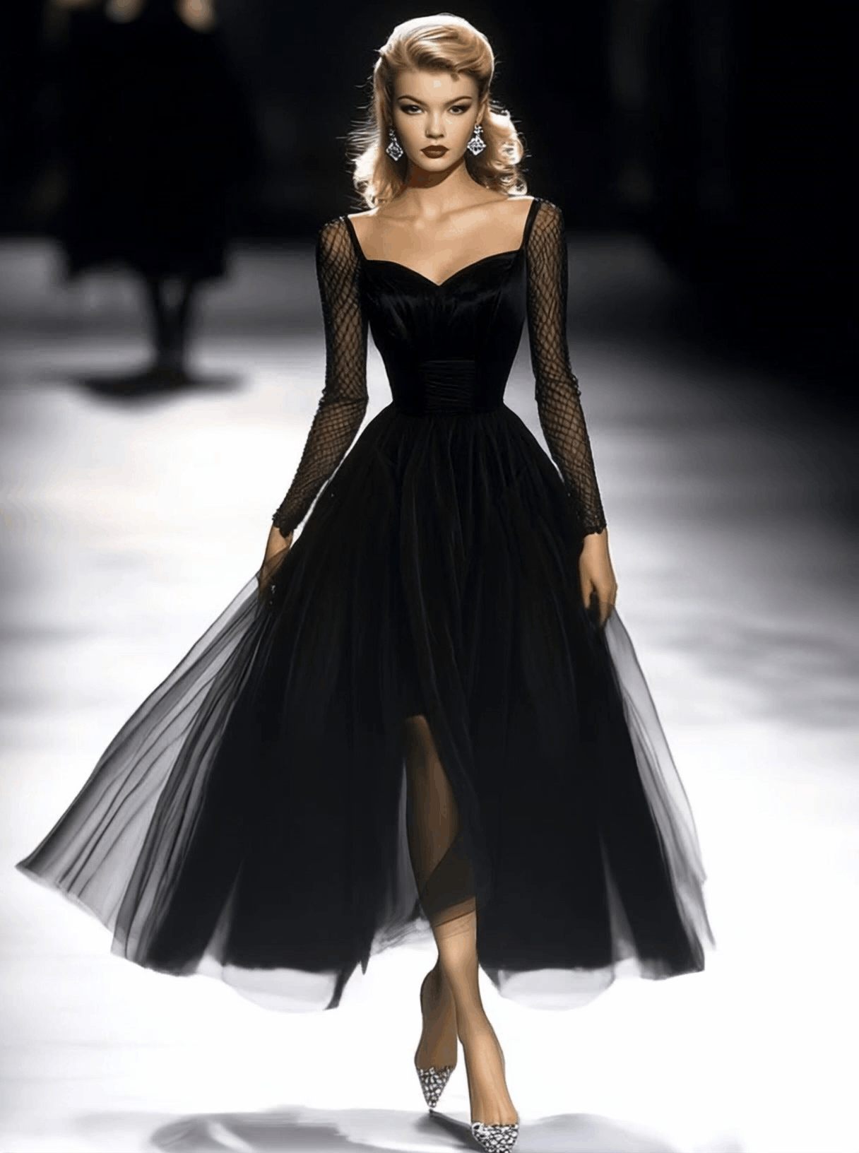 Élodie – Franse Zwarte Gaze Maxi Jurk