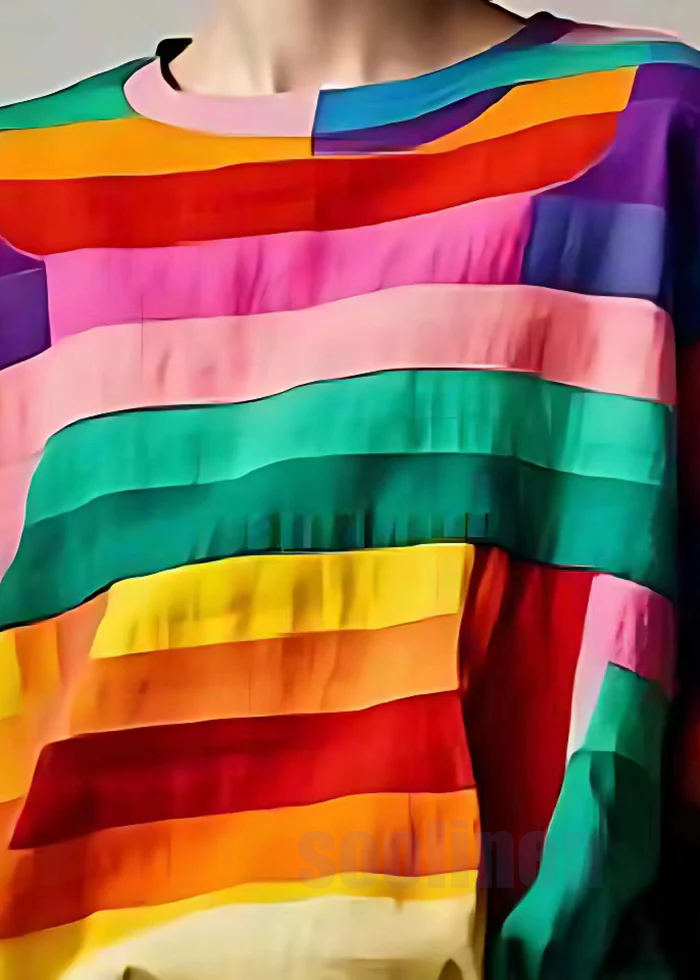 Aangesloten Multikleur Gestreepte Patchwork Katoenen Tank Zomer