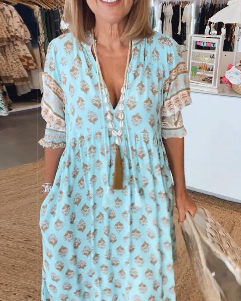 Mana | Chic Bloemen V-Hals Jurk