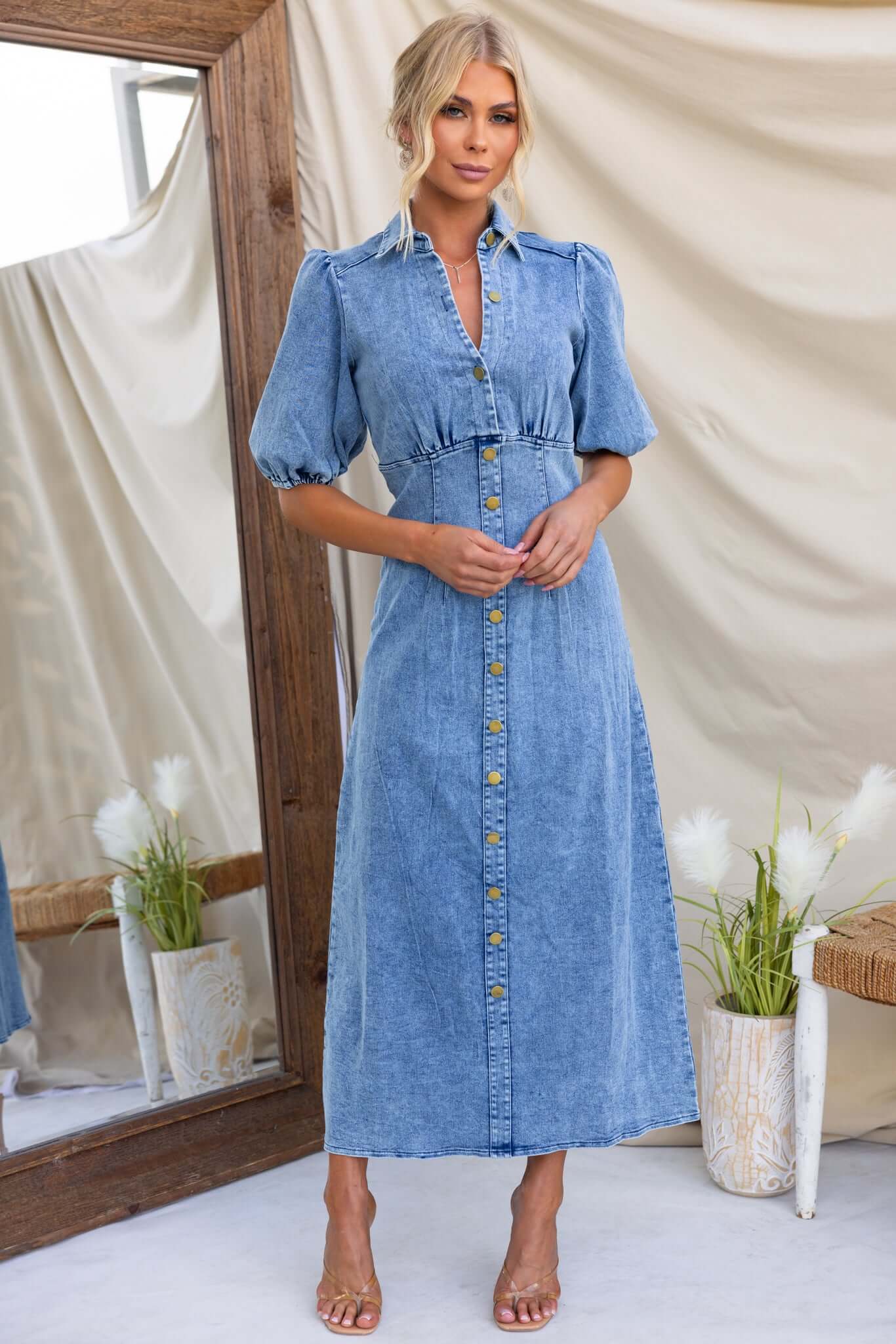 Brinna Denim Midi Jurk