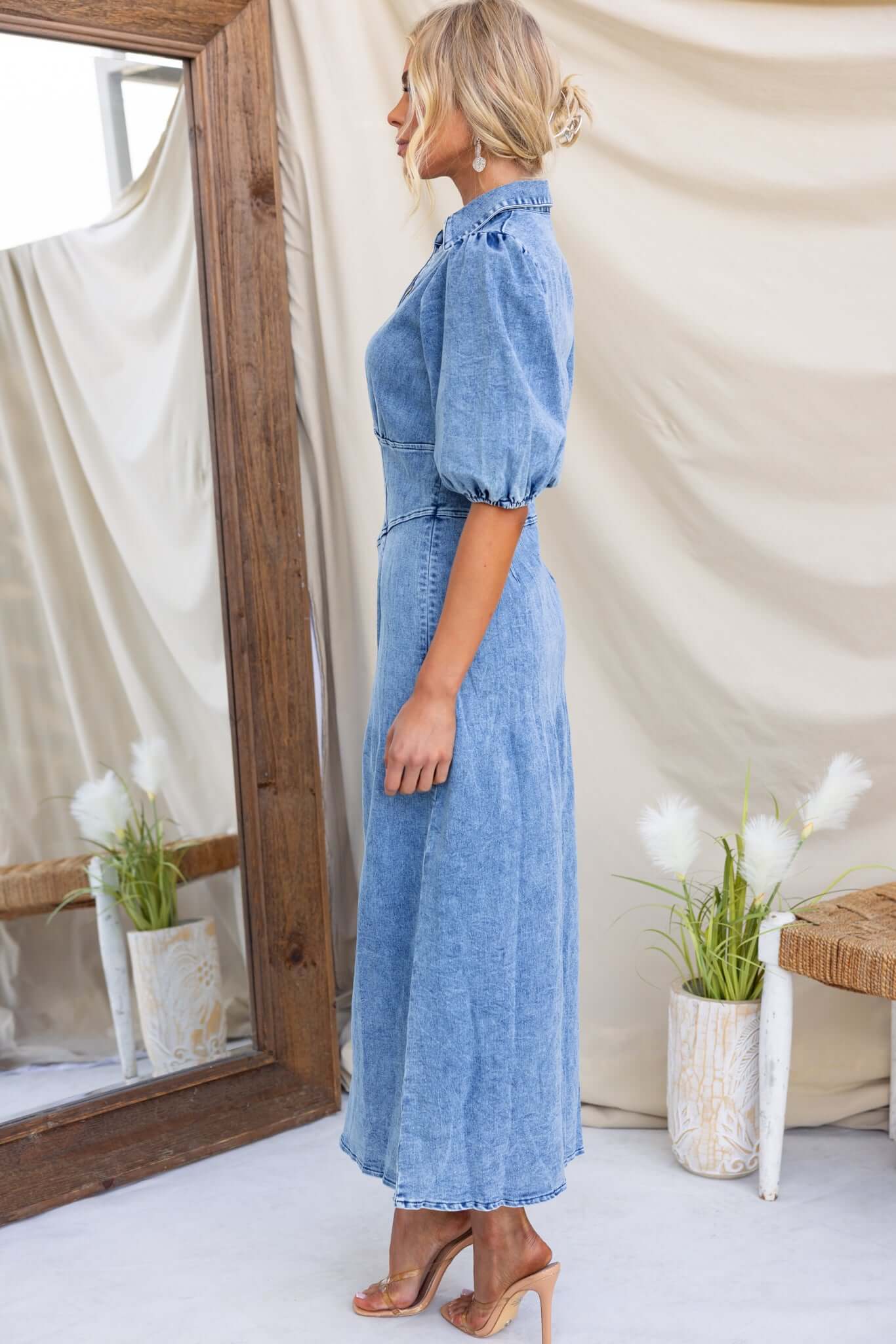 Brinna Denim Midi Jurk