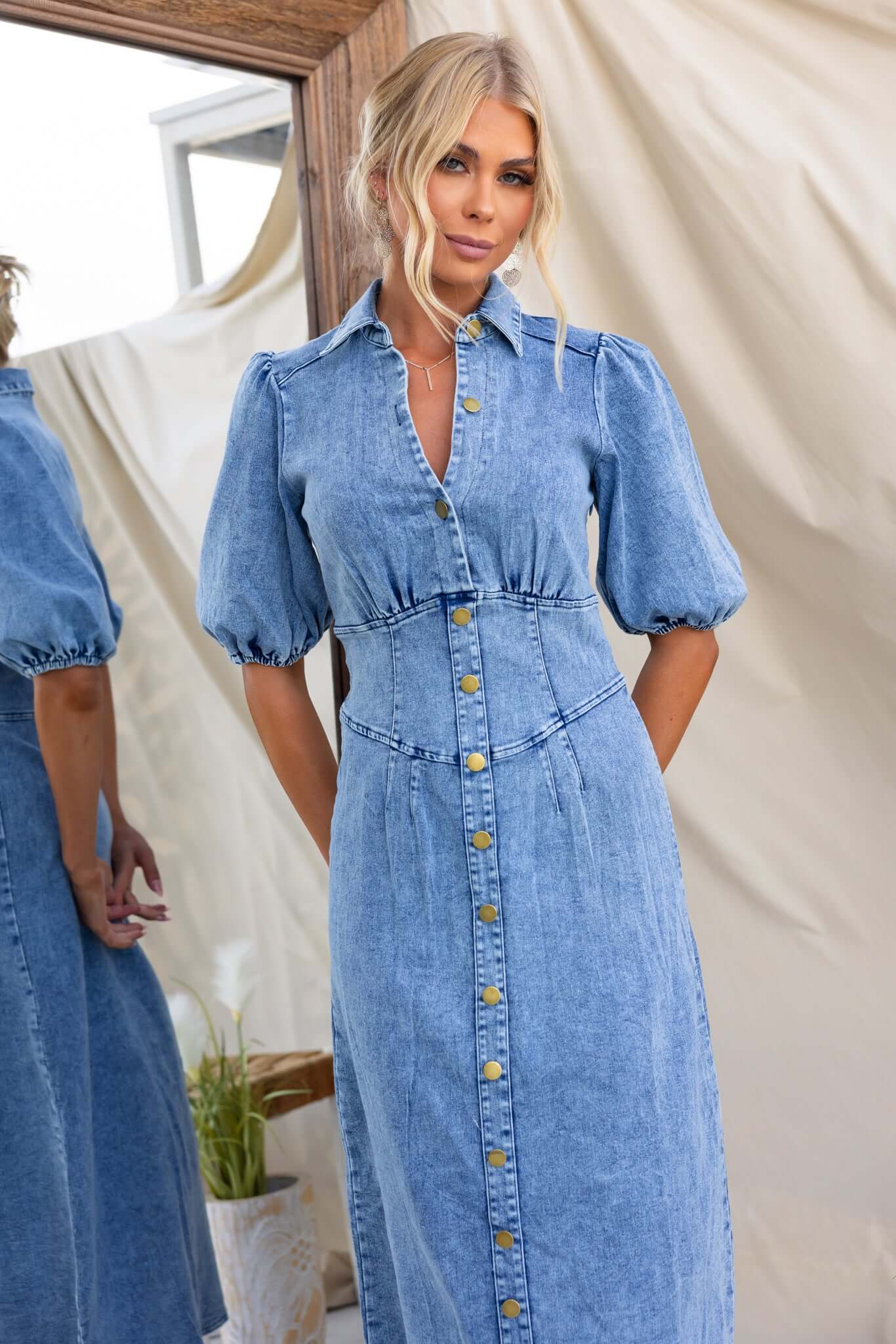 Brinna Denim Midi Jurk