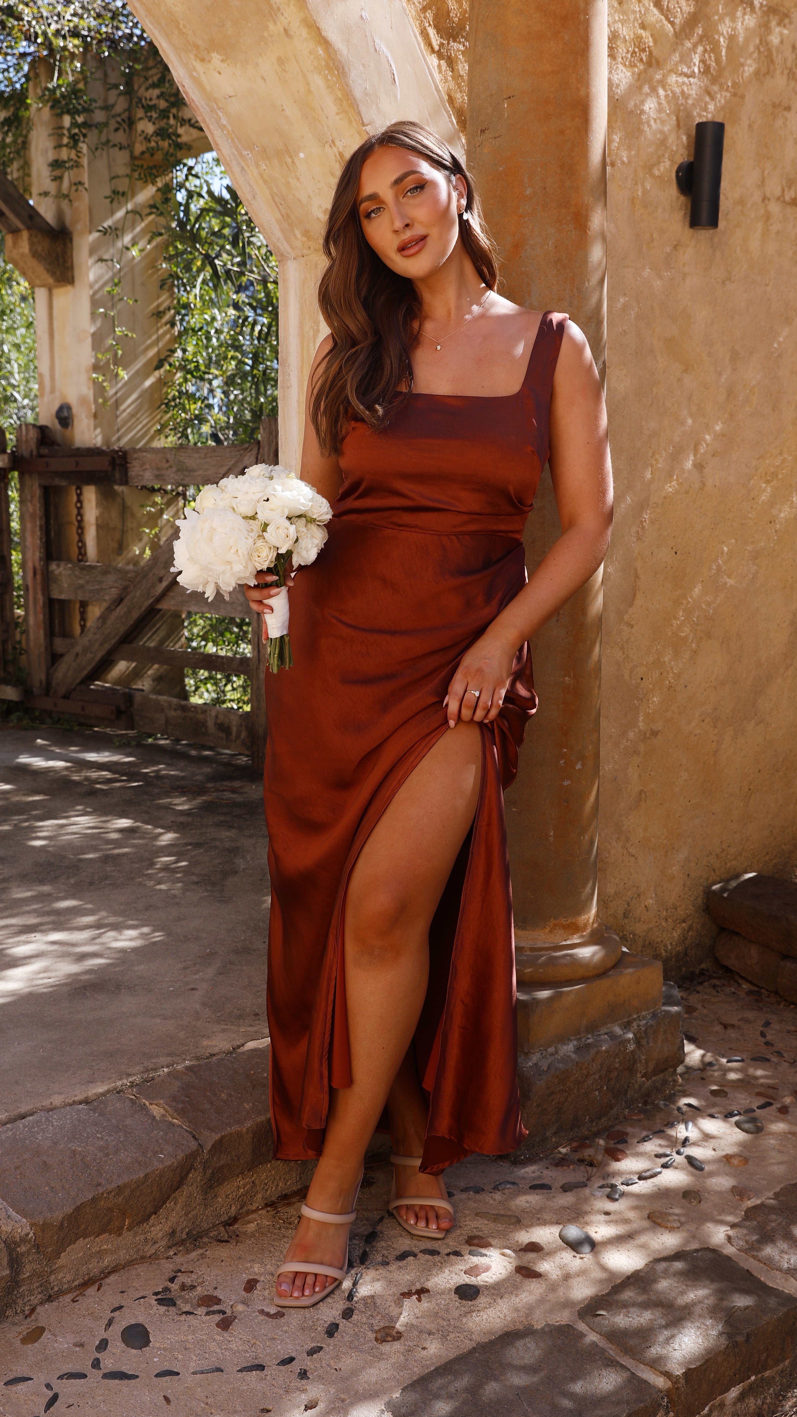 Alaria Maxi Jurk - Roest
