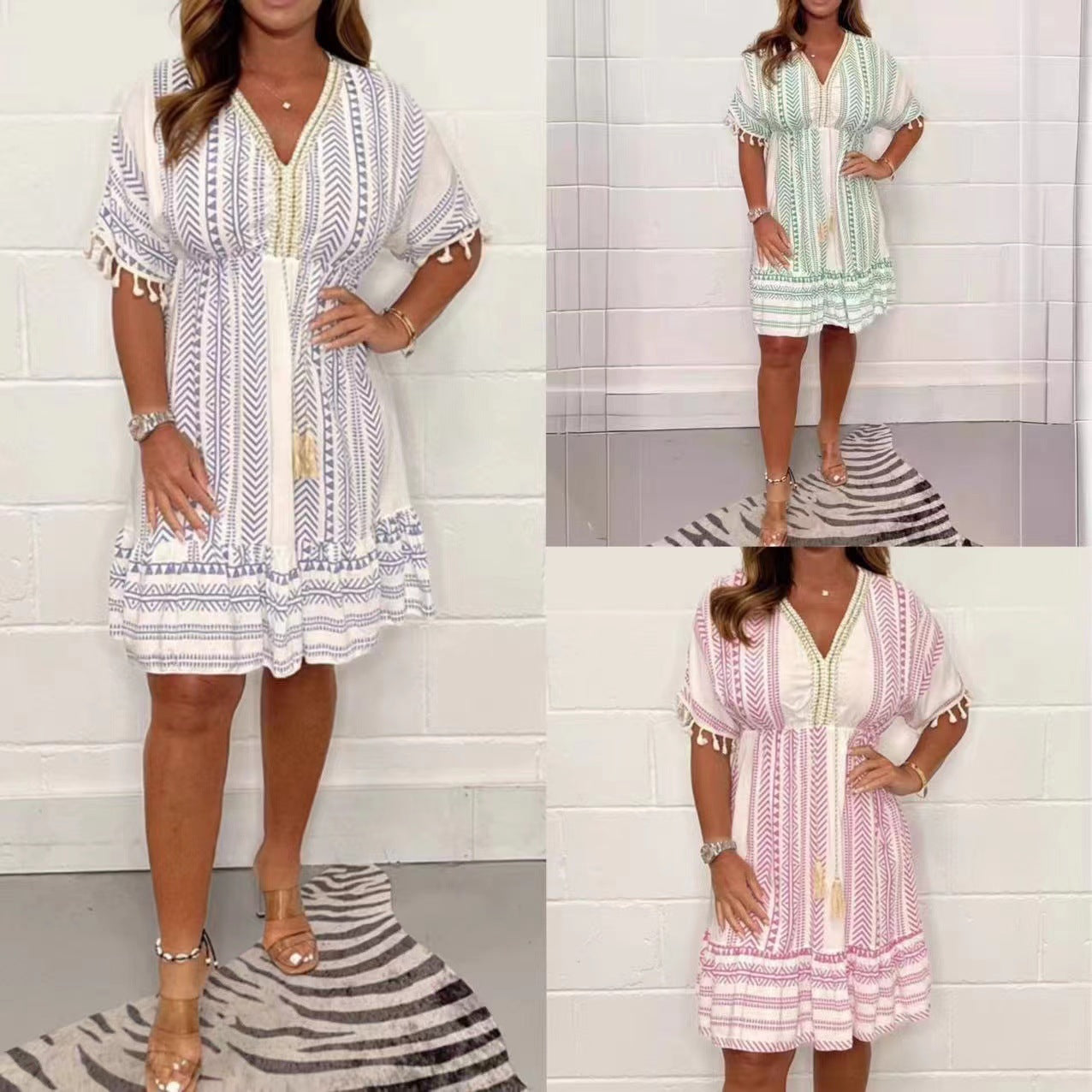 Gail™ - Vintage Bohemian Etnische Print Jurk