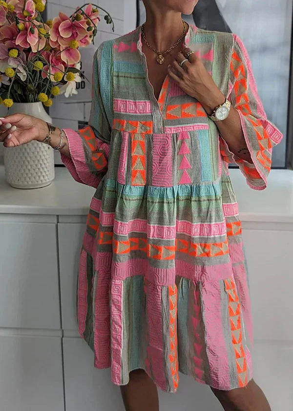 Ava - Chic V-Hals Katoen Hennep Zomerjurk
