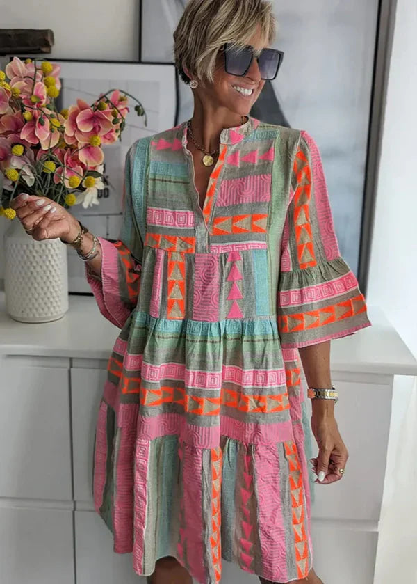 Ava - Chic V-Hals Katoen Hennep Zomerjurk