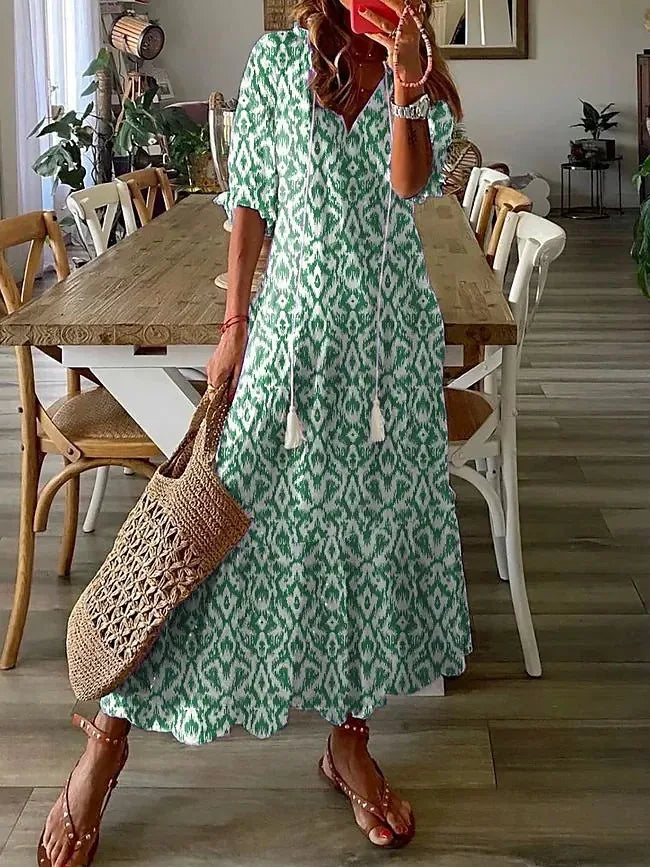 Agnieszka – Boho Kjole med Løs Pasform