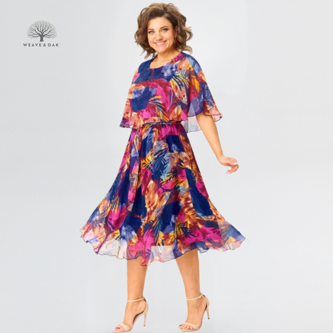Alera | Vloeiende Chiffon Midi-jurk die Elke Curve Flatteert