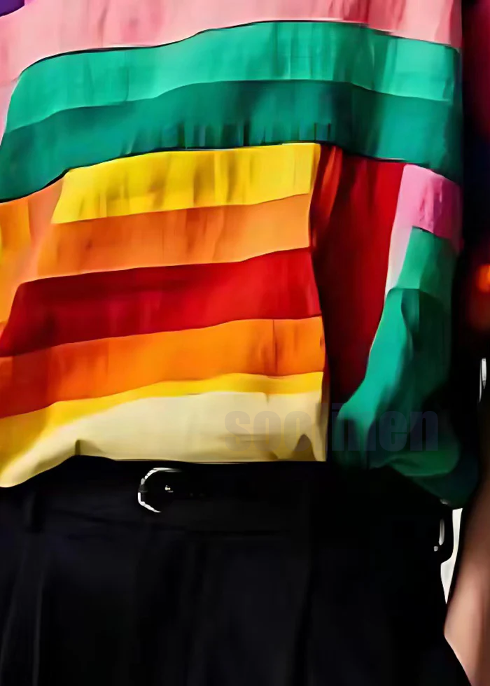 Aangesloten Multikleur Gestreepte Patchwork Katoenen Tank Zomer
