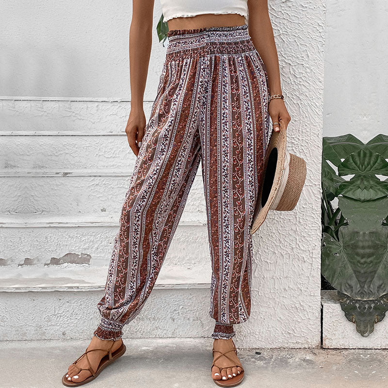 Ember | Geprinte Leg Tied Lantern Broek