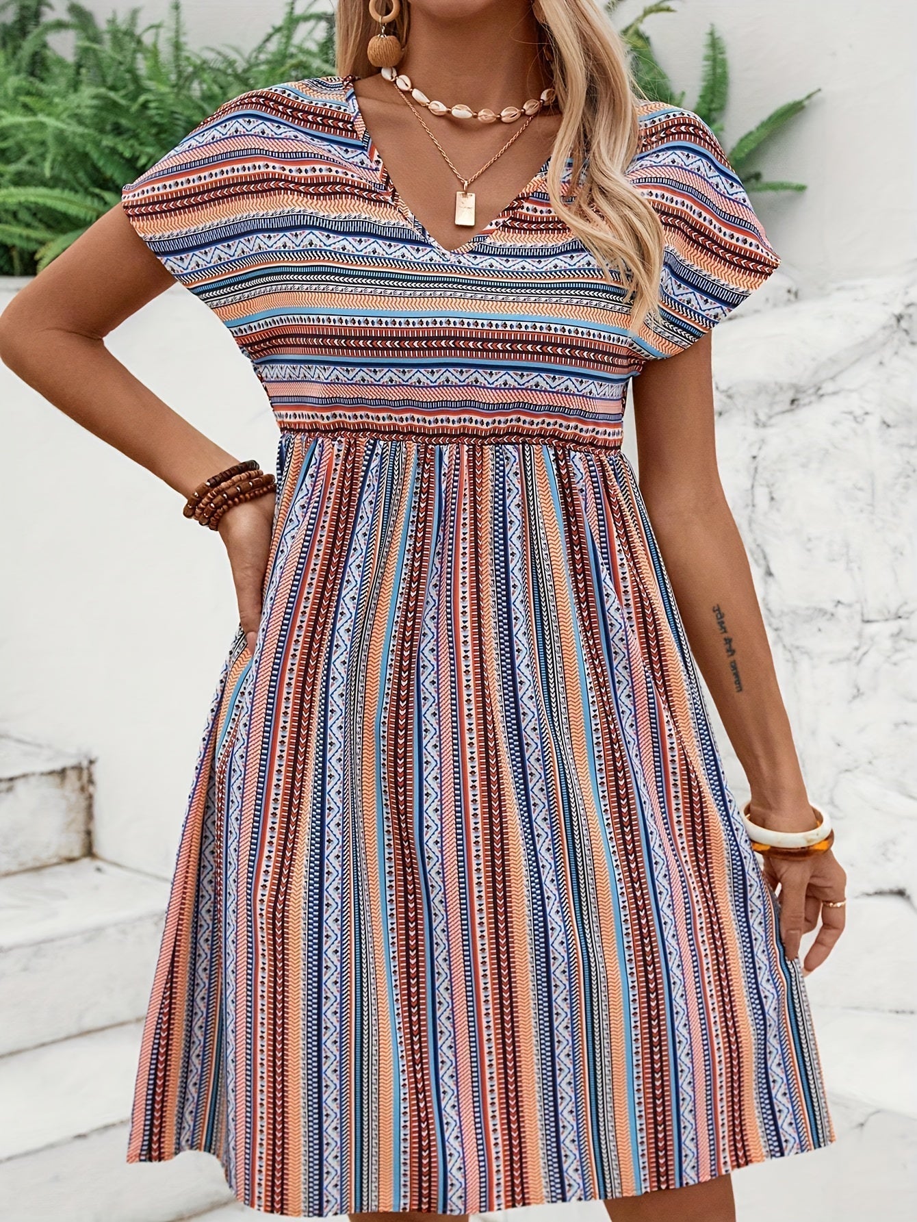 Agnes™ - Gestreepte Boho Stijl Jurk