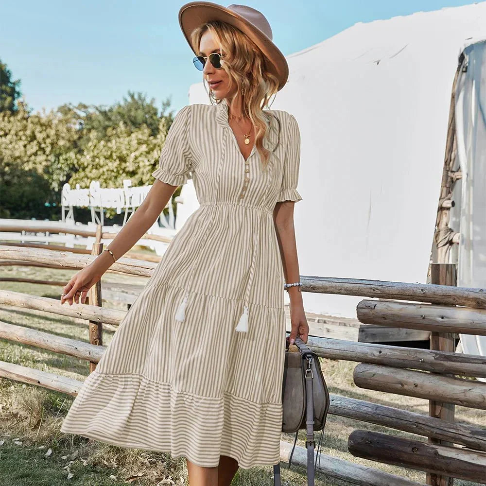 COASTAL BELLE | RUFFLE V-HALS JURK