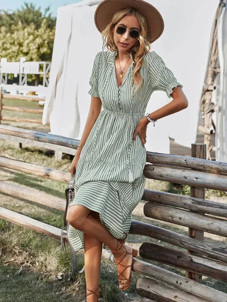 COASTAL BELLE | RUFFLE V-HALS JURK