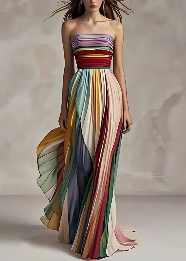 Isla | Gestreepte Cold Shoulder Maxi Jurk