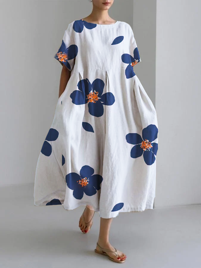 CATHERINE | Lange zomerjurk met heldere bloemen en zachte comfort voor zonnige dagen